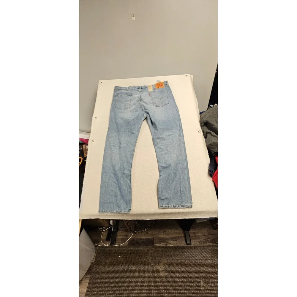 Levis 505 Regular Fit Stretch Jeans Mens 42x30 Light Wash Blue Straight Leg NWT